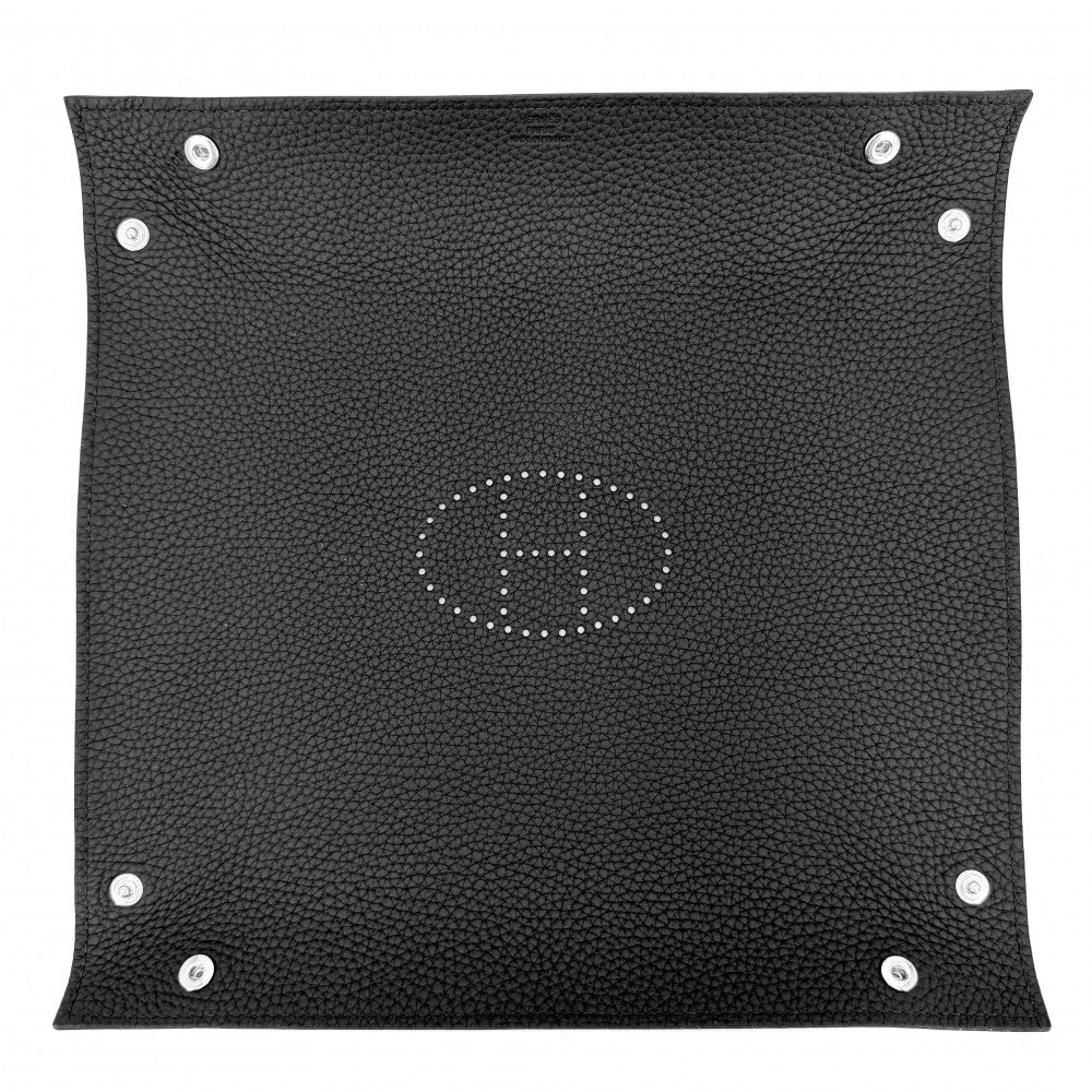 HERMES エルメス 雑貨 ミーズ・エ・ルランス Hエヴリン ヴィドポッシュ トレイ 小物入れ インテリア メンズ レディース B刻印 トリヨンクレマンス ブラック 黒 シルバー金具 ユニセックス 2023年【中古品】