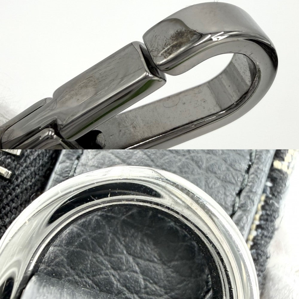 Christian Dior クリスチャンディオール ショルダーバッグ オブリーク RIDERマイクロポーチ ミニバッグ 2WAY キャンバス レザー ネイビー 紺 シルバー金具 メンズ【中古品】