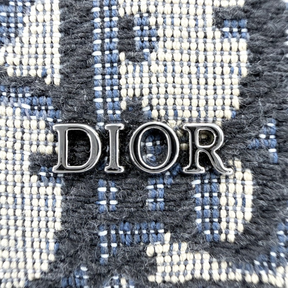 Christian Dior クリスチャンディオール ショルダーバッグ オブリーク RIDERマイクロポーチ ミニバッグ 2WAY キャンバス レザー ネイビー 紺 シルバー金具 メンズ【中古品】