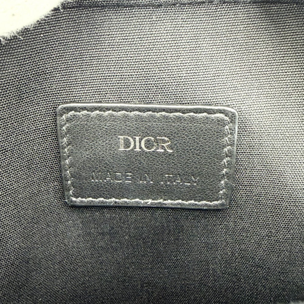 Christian Dior クリスチャンディオール ショルダーバッグ オブリーク RIDERマイクロポーチ ミニバッグ 2WAY キャンバス レザー ネイビー 紺 シルバー金具 メンズ【中古品】