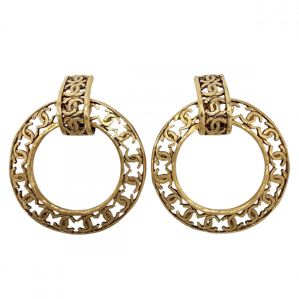 CHANEL シャネル イヤリング ココマーク アクセサリー ヴィンテージ ラウンド 2WAY GP 2 5 ゴールド レディース 約31.3g 1990年【中古品】