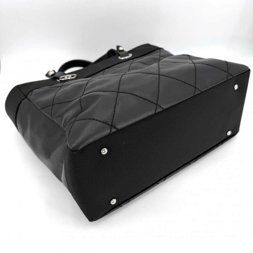CHANEL シャネル トートバッグ パリビアリッツMM ハンドバッグ ココマーク ココマーク A34209 コーティングキャンバス レザー ブラック 黒 シルバー金具 レディース【中古品】
