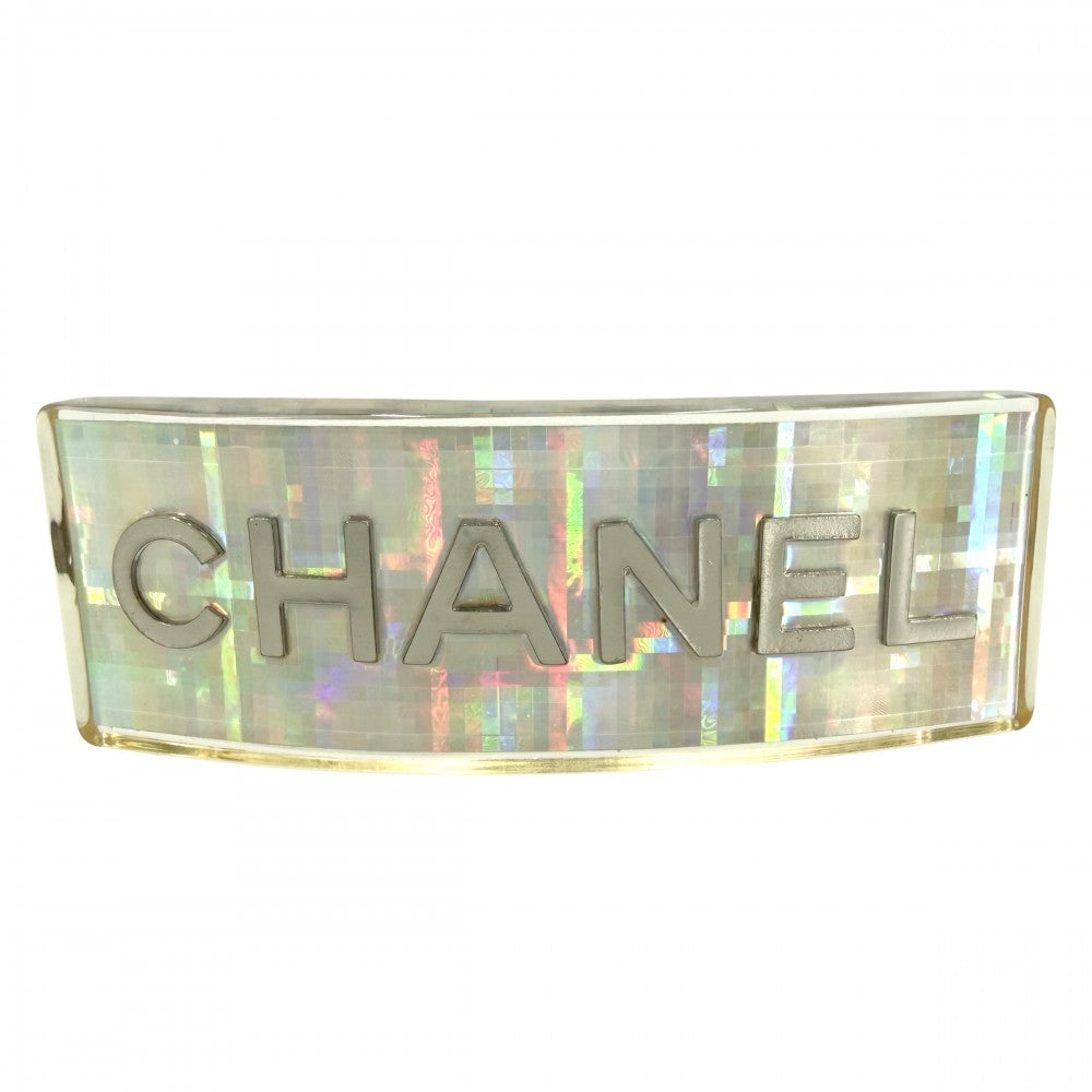 CHANEL シャネル ヘアアクセサリー バレッタ ロゴ アクセサリー ファッションアイテム ホログラム 97P クリア マルチカラー シルバー金具 レディース 約44.0g 1997年【中古品】