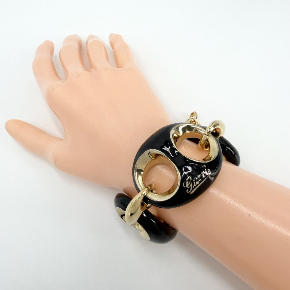 GUCCI グッチ ブレスレット マリーナ チェーン アクセサリー 小物 メンズ レディース Lサイズ 838126 ブラック 黒 ゴールド ユニセックス 約129.1g【中古品】