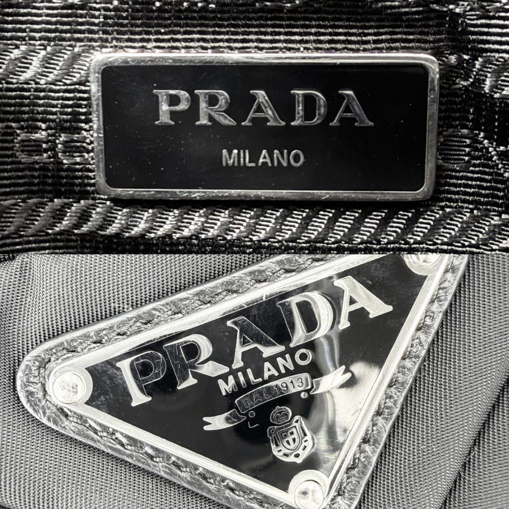 PRADA プラダ 2WAY スモール パデッド トートバッグ ショルダーバッグ ハンドバッグ 1BG373 ナイロン ブラック 黒 シルバー金具 レディース【中古品】