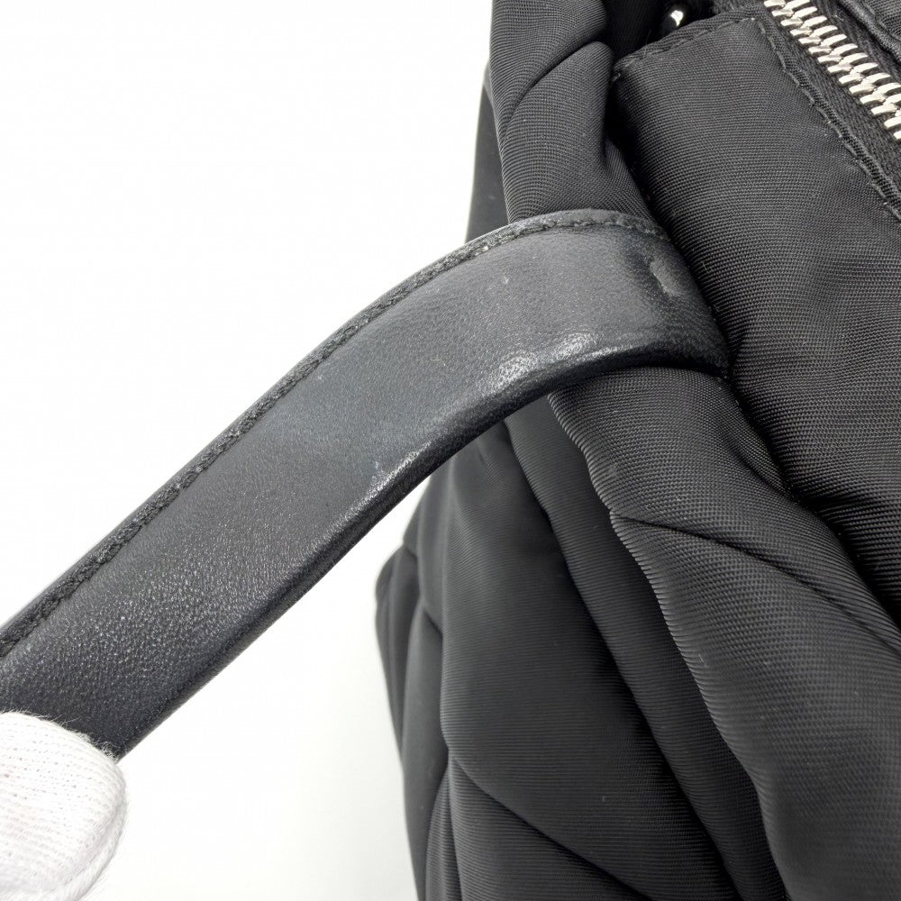 PRADA プラダ 2WAY スモール パデッド トートバッグ ショルダーバッグ ハンドバッグ 1BG373 ナイロン ブラック 黒 シルバー金具 レディース【中古品】