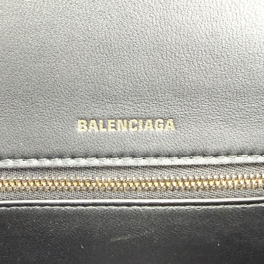 BALENCIAGA バレンシアガ 2WAY アワーグラス　スモール ハンドバッグ ショルダーバッグ HOURGLASS クロコ型押し トップハンドル 593546 レザー ブラック 黒 アンティークゴールド金具 レディース【中古品】