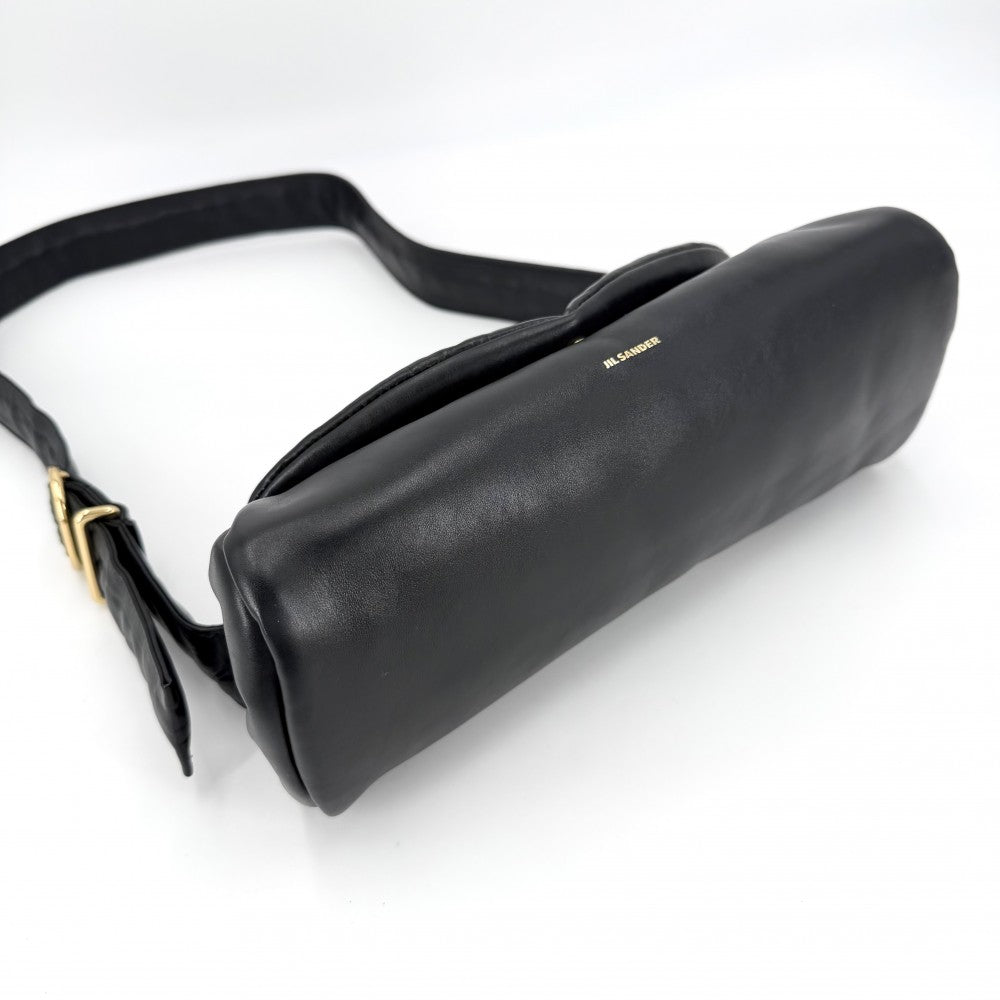 JIL SANDER ジルサンダー ショルダーバッグ カンノーロ パデッド スモール CANNOLO PADDED SMALL レザー ブラック 黒 ゴールド金具 レディース【中古品】