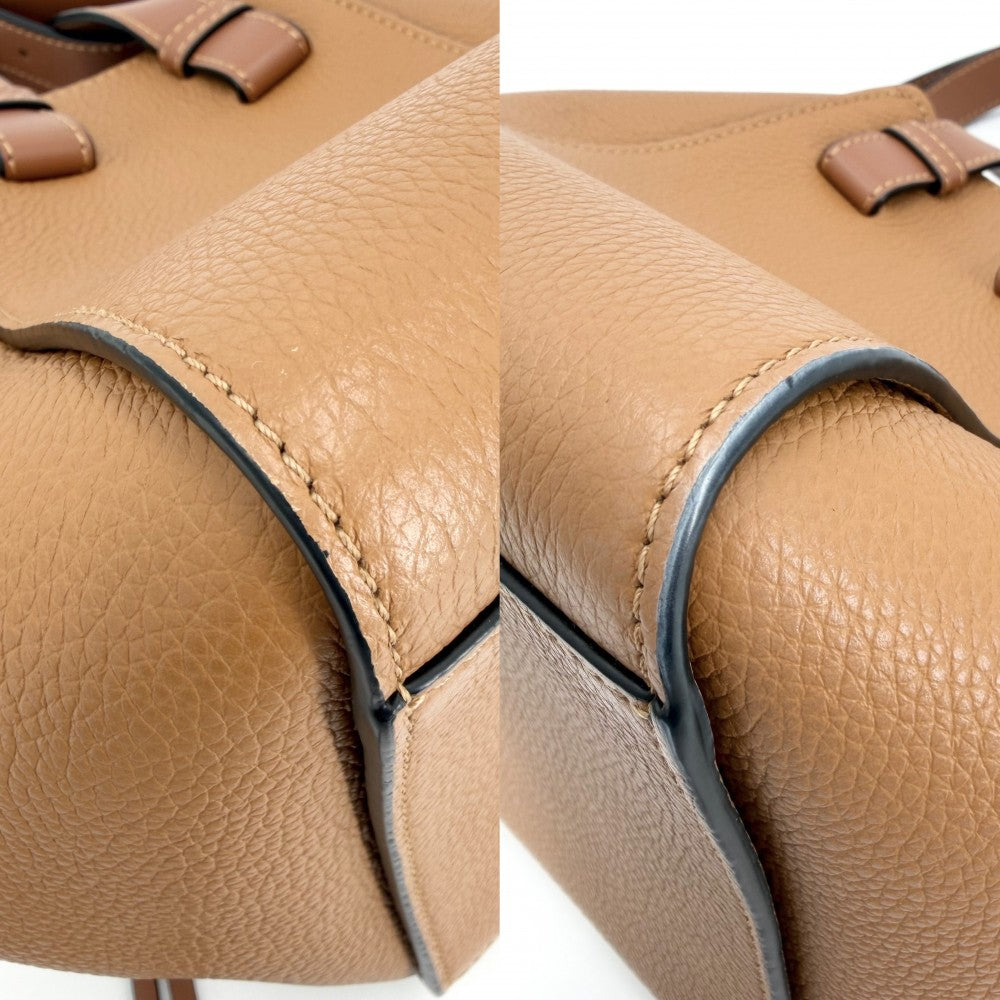 LOEWE ロエベ 2WAY ハンモック コンパクト ショルダーバッグ ハンドバッグ トートバッグ レザー カーフ ブラウン 茶 ゴールド金具 レディース【中古品】