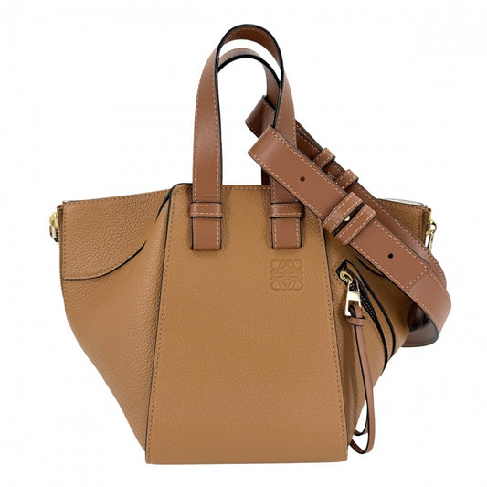 LOEWE ロエベ 2WAY ハンモック コンパクト ショルダーバッグ ハンドバッグ トートバッグ レザー カーフ ブラウン 茶 ゴールド金具 レディース【中古品】