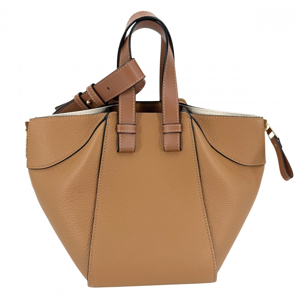 LOEWE ロエベ 2WAY ハンモック コンパクト ショルダーバッグ ハンドバッグ トートバッグ レザー カーフ ブラウン 茶 ゴールド金具 レディース【中古品】