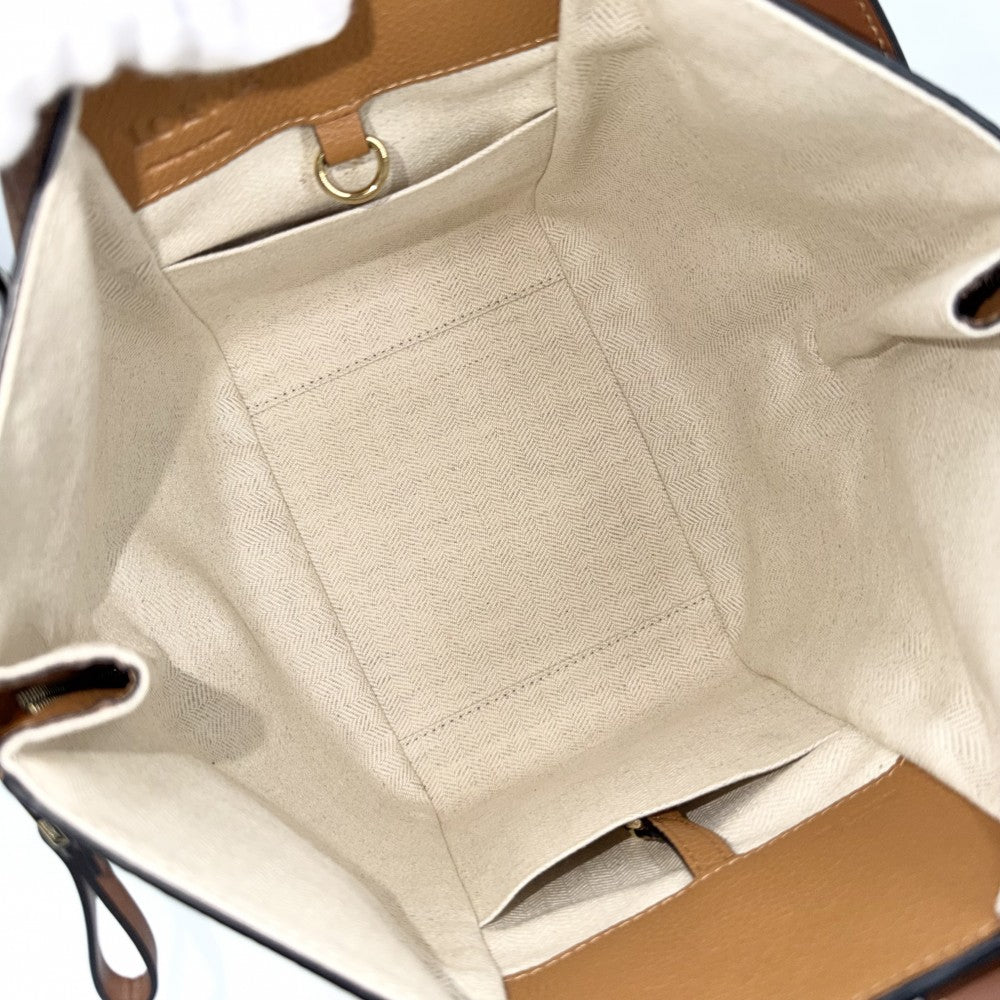 LOEWE ロエベ 2WAY ハンモック コンパクト ショルダーバッグ ハンドバッグ トートバッグ レザー カーフ ブラウン 茶 ゴールド金具 レディース【中古品】