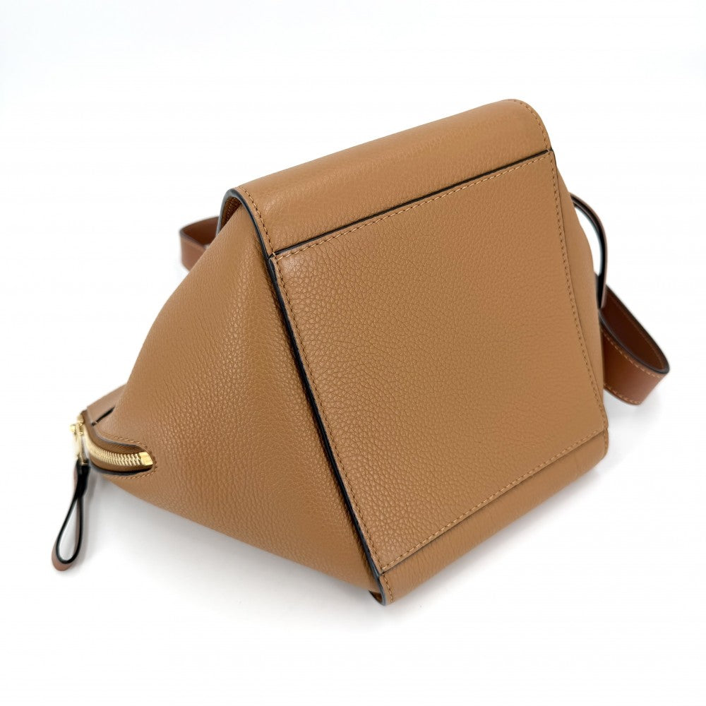LOEWE ロエベ 2WAY ハンモック コンパクト ショルダーバッグ ハンドバッグ トートバッグ レザー カーフ ブラウン 茶 ゴールド金具 レディース【中古品】