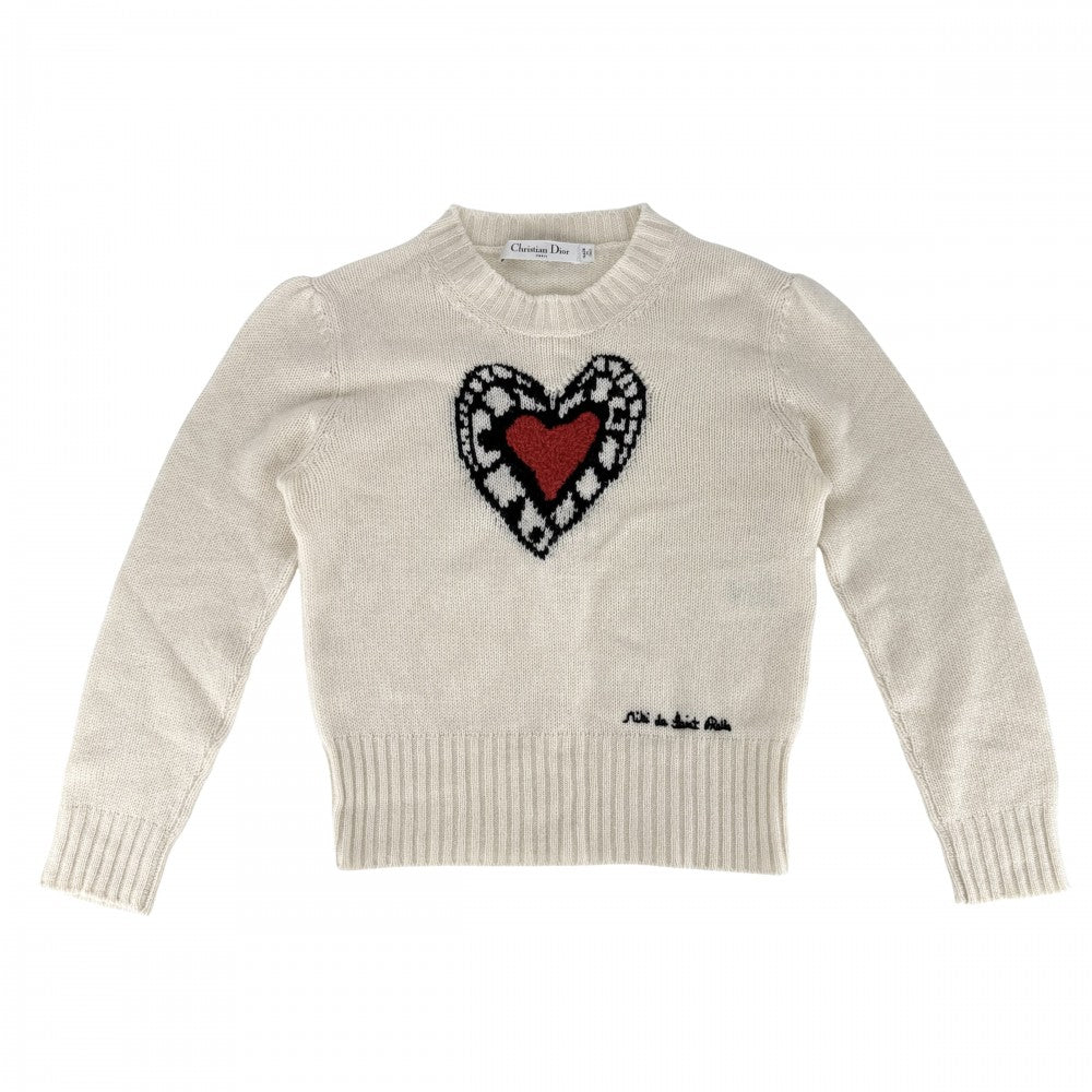 Christian Dior クリスチャンディオール ニット ハート トップス 長袖セーター アパレル 服 36 ホワイト 白 秋 冬 カシミヤ レディース【中古品】