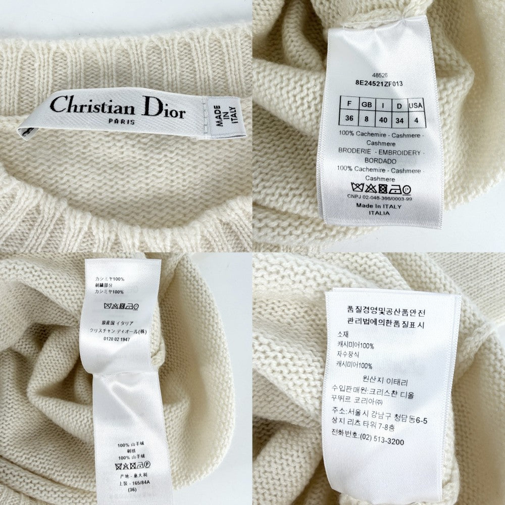 Christian Dior クリスチャンディオール ニット ハート トップス 長袖セーター アパレル 服 36 ホワイト 白 秋 冬 カシミヤ レディース【中古品】