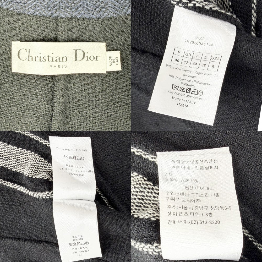 Dior ディオール ジャケット ロゴ ダブルブレスト アウター バージャケット アパレル 服 40 ネイビー 紺 秋 冬 ウール ナイロン レディース【中古品】
