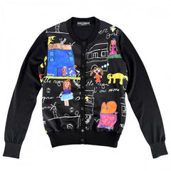 DOLCE&GABBANA ドルチェアンドガッバーナ カーディガン トップス 服 アパレル ドルガバ 38 ブラック 黒 マルチカラー 春 秋 カシミヤ シルク レディース【中古品】