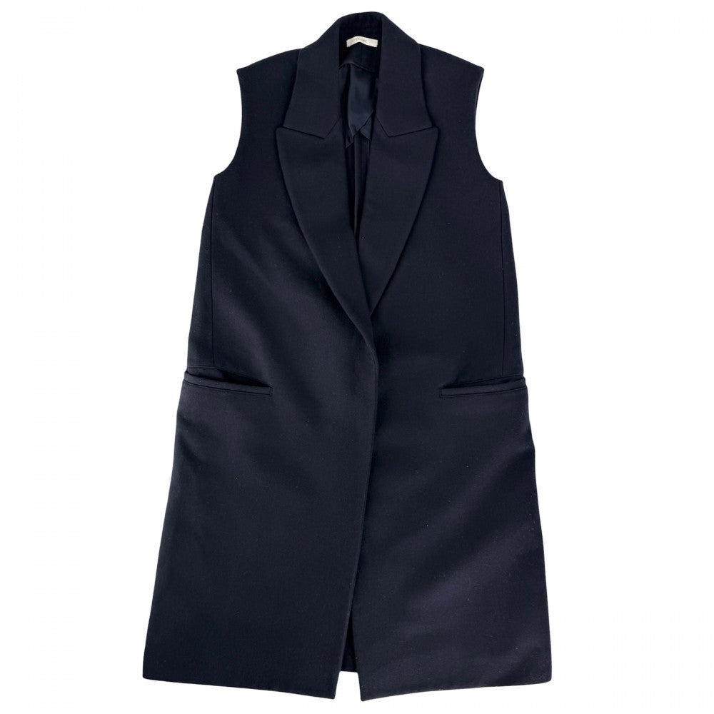 CELINE セリーヌ アウター アウター ジレ ロングベスト 服 アパレル 36 ネイビー 紺 秋 冬 ウール レディース【中古品】