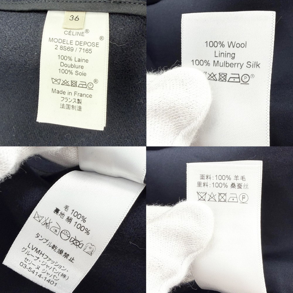 CELINE セリーヌ アウター アウター ジレ ロングベスト 服 アパレル 36 ネイビー 紺 秋 冬 ウール レディース【中古品】