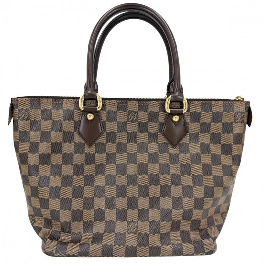 LOUIS VUITTON ルイヴィトン トートバッグ ダミエ サレヤPM ハンドバッグ ブラウン 茶 N51183 ゴールド金具 レディース【中古品】