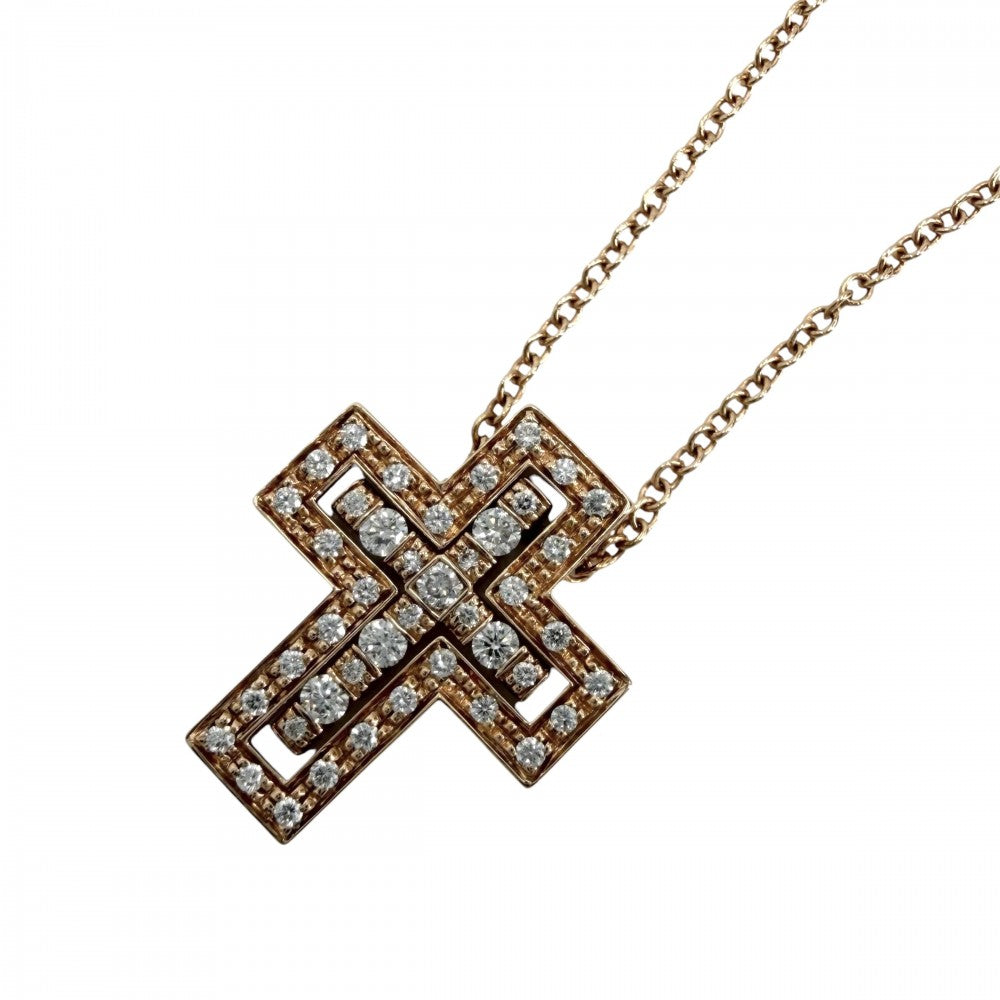 Damiani ダミアーニ ネックレス ベルエポックXXS クロスモチーフ ジュエリー アクセサリー Bell Epoque 18金PG Au750 K18ピンクゴールド ダイヤモンド レディース 約4.3g【中古品】