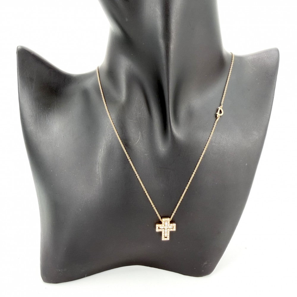 Damiani ダミアーニ ネックレス ベルエポックXXS クロスモチーフ ジュエリー アクセサリー Bell Epoque 18金PG Au750 K18ピンクゴールド ダイヤモンド レディース 約4.3g【中古品】
