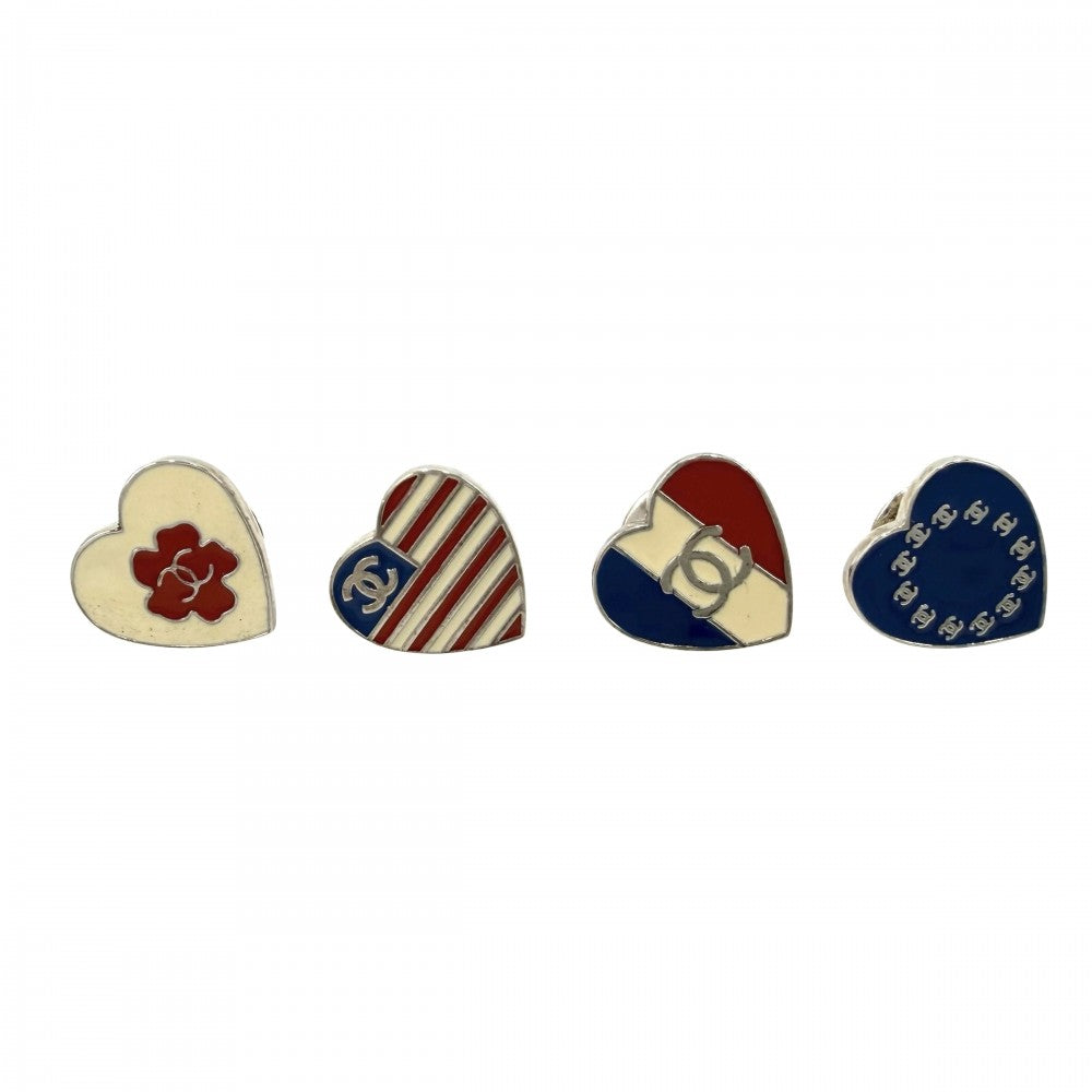 CHANEL シャネル ブローチ ココマーク 国旗 アクセサリー ヴィンテージ ハート 03A ホワイト 白 ブルー 青 レディース 約3.7(1個あたり)g 2003年【中古品】