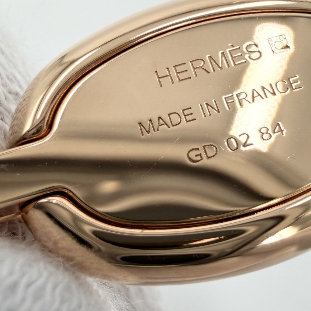 HERMES エルメス ネックレス ミニ・マイヨン PM シェーヌダンクル ペンダント アクセサリー ゴールド ホワイト 白 レディース 約12.1g【中古品】