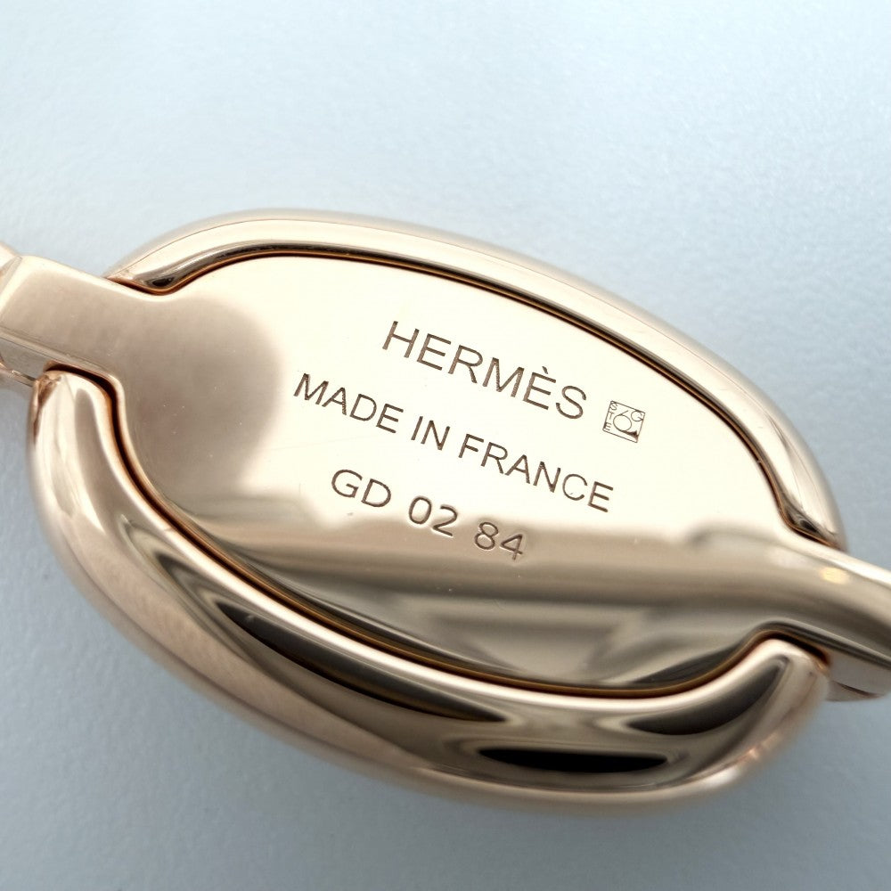 HERMES エルメス ネックレス ミニ・マイヨン PM シェーヌダンクル ペンダント アクセサリー ゴールド ホワイト 白 レディース 約12.1g【中古品】