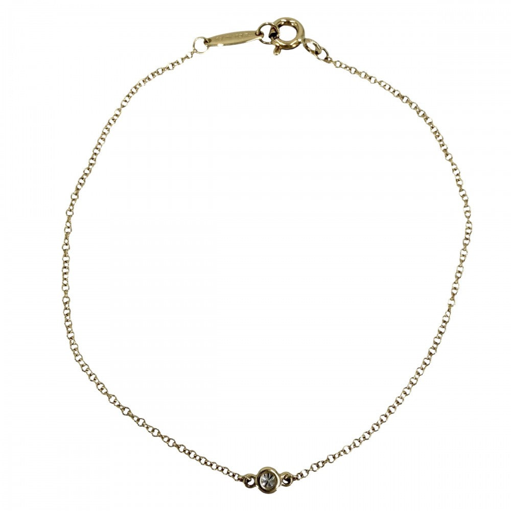 TIFFANY&Co. ティファニー ブレスレット バイザヤード 1Pダイヤ エルサペレッティ シングル アクセサリー ジュエリー 18金YG Au750 K18イエローゴールド ダイヤモンド レディース 約0.9g【中古品】