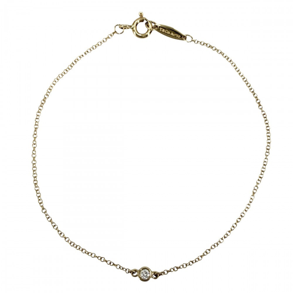 TIFFANY&Co. ティファニー ブレスレット バイザヤード 1Pダイヤ エルサペレッティ シングル アクセサリー ジュエリー 18金YG Au750 K18イエローゴールド ダイヤモンド レディース 約0.9g【中古品】