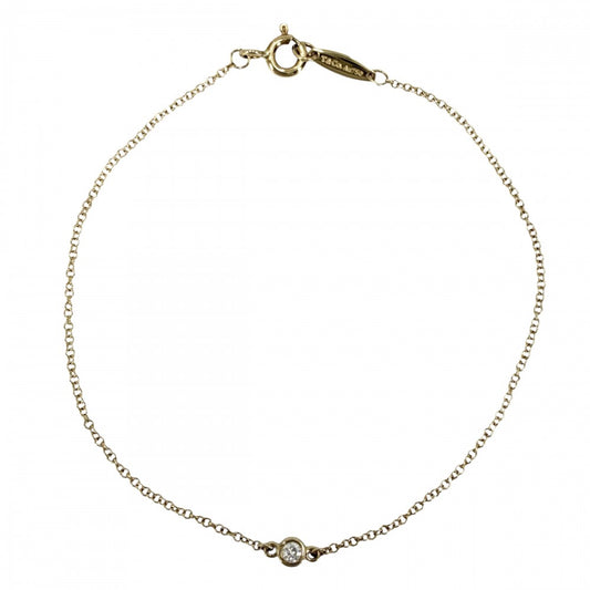 TIFFANY&Co. ティファニー ブレスレット バイザヤード 1Pダイヤ エルサペレッティ シングル アクセサリー ジュエリー 18金YG Au750 K18イエローゴールド ダイヤモンド レディース 約0.9g【中古品】