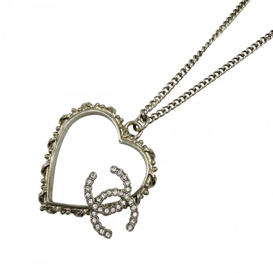 CHANEL シャネル ネックレス ココマーク ハート ペンダント アクセサリー チェーン GP ラインストーン B25P ゴールド レディース 約22.4g 2025年【中古品】