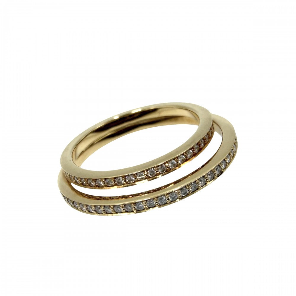 Georg Jensen ジョージジェンセン 指輪 ハロー リング 二連 ジュエリー アクセサリー 18金YG Au750 49サイズ K18イエローゴールド ダイヤモンド 約9号 レディース 約3.7g【中古品】