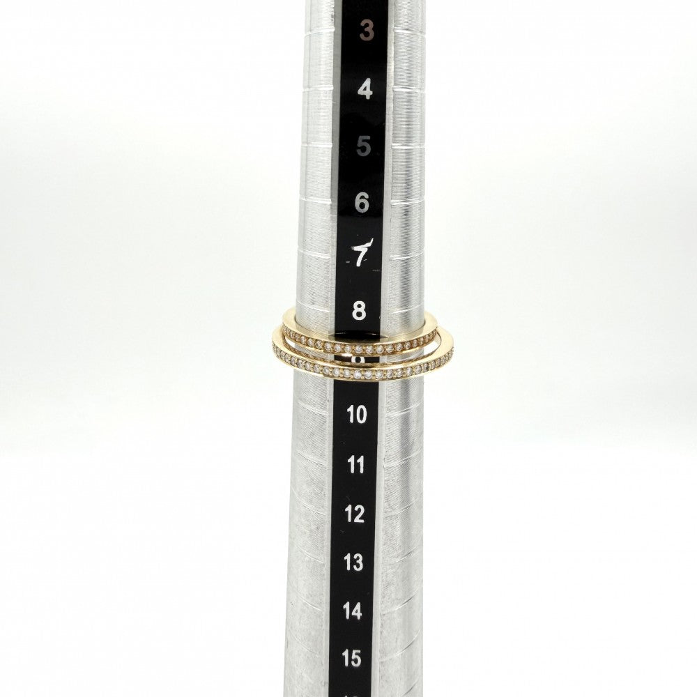 Georg Jensen ジョージジェンセン 指輪 ハロー リング 二連 ジュエリー アクセサリー 18金YG Au750 49サイズ K18イエローゴールド ダイヤモンド 約9号 レディース 約3.7g【中古品】