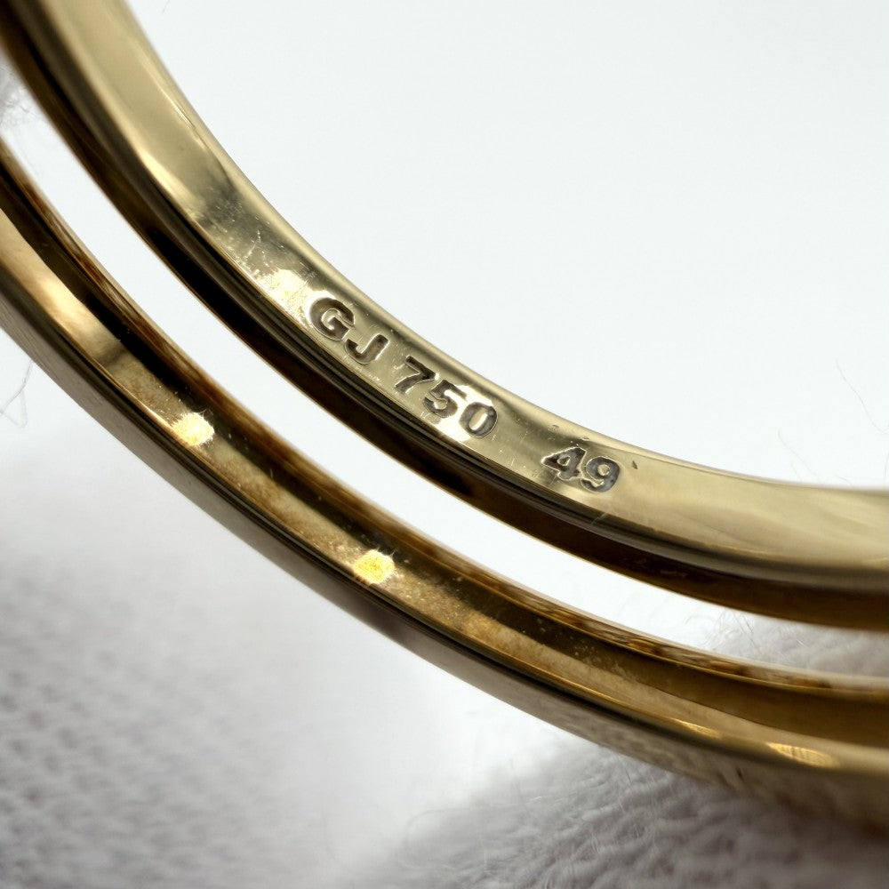 Georg Jensen ジョージジェンセン 指輪 ハロー リング 二連 ジュエリー アクセサリー 18金YG Au750 49サイズ K18イエローゴールド ダイヤモンド 約9号 レディース 約3.7g【中古品】