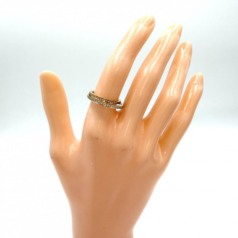 Georg Jensen ジョージジェンセン 指輪 ハロー リング 二連 ジュエリー アクセサリー 18金YG Au750 49サイズ K18イエローゴールド ダイヤモンド 約9号 レディース 約3.7g【中古品】