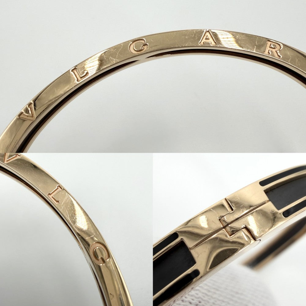 BVLGARI ブルガリ ブレスレット ビーゼロワン ジュエリー アクセサリー B-zero 1 オープン バングル Mサイズ Au750 18金PG K18ピンクゴールド セラミック ゴールド ブラック 黒 レディース 約28.7g【中古品】