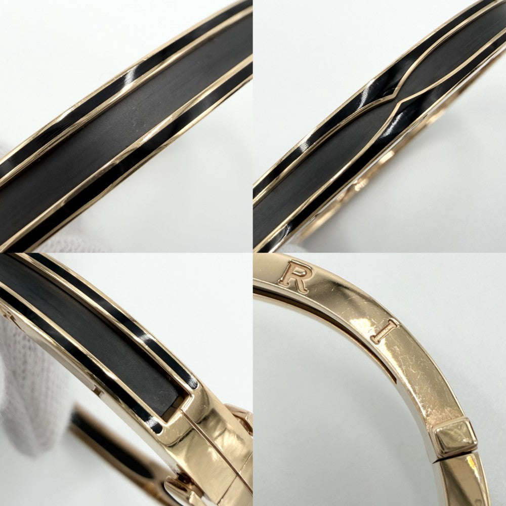 BVLGARI ブルガリ ブレスレット ビーゼロワン ジュエリー アクセサリー B-zero 1 オープン バングル Mサイズ Au750 18金PG K18ピンクゴールド セラミック ゴールド ブラック 黒 レディース 約28.7g【中古品】