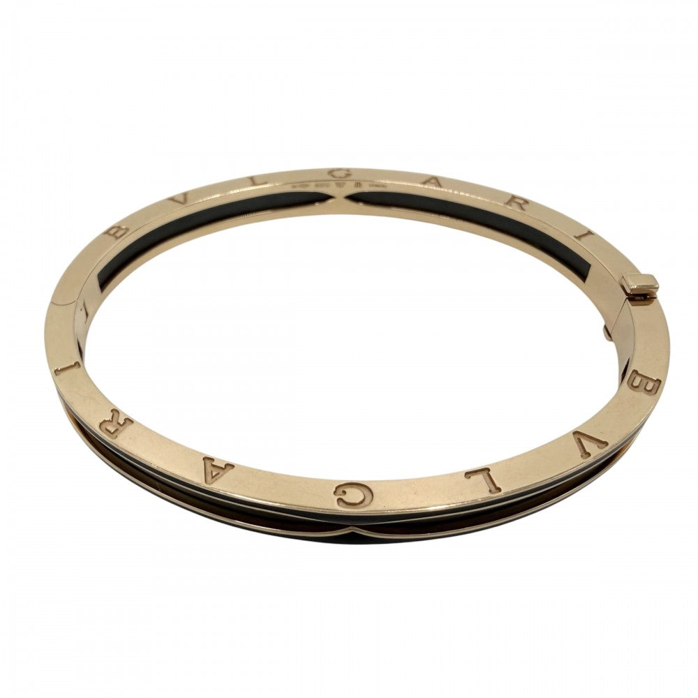 BVLGARI ブルガリ ブレスレット ビーゼロワン ジュエリー アクセサリー B-zero 1 オープン バングル Mサイズ Au750 18金PG K18ピンクゴールド セラミック ゴールド ブラック 黒 レディース 約28.7g【中古品】