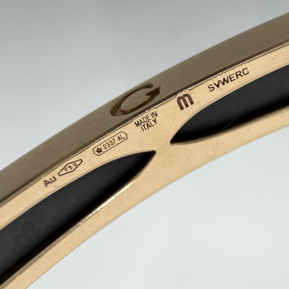 BVLGARI ブルガリ ブレスレット ビーゼロワン ジュエリー アクセサリー B-zero 1 オープン バングル Mサイズ Au750 18金PG K18ピンクゴールド セラミック ゴールド ブラック 黒 レディース 約28.7g【中古品】