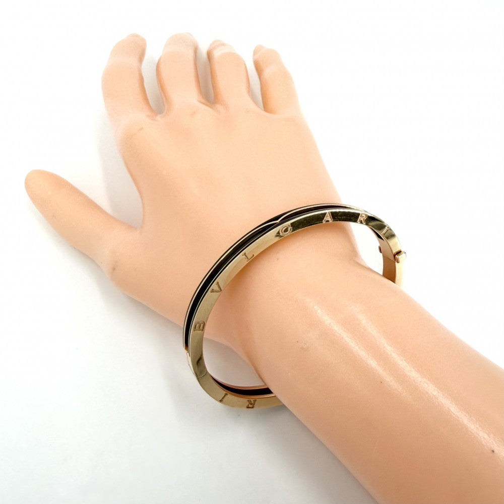 BVLGARI ブルガリ ブレスレット ビーゼロワン ジュエリー アクセサリー B-zero 1 オープン バングル Mサイズ Au750 18金PG K18ピンクゴールド セラミック ゴールド ブラック 黒 レディース 約28.7g【中古品】