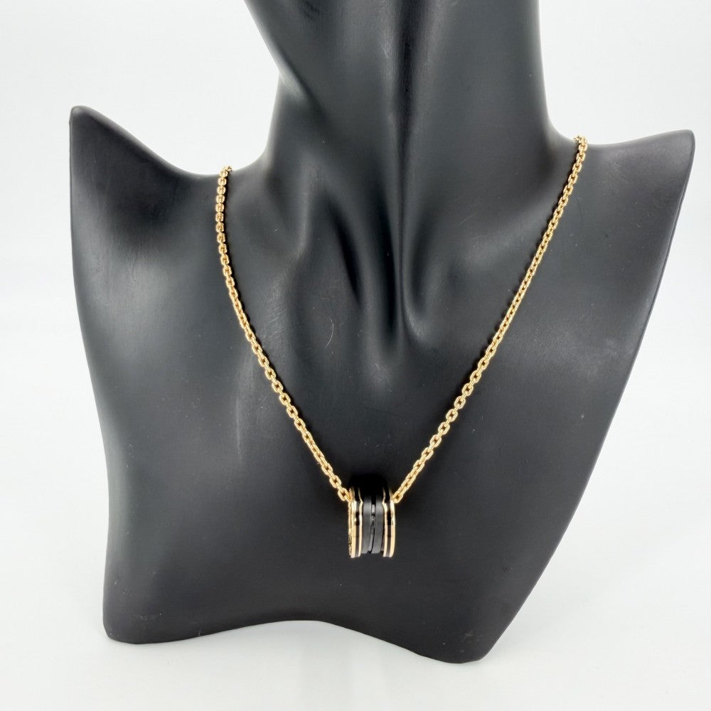 BVLGARI ブルガリ ネックレス ビーゼロワン ペンダント アクセサリー B-zero1 18金PG Au750 ジュエリー K18ピンクゴールド セラミック ブラック 黒 ゴールド レディース 約25.9g【中古品】
