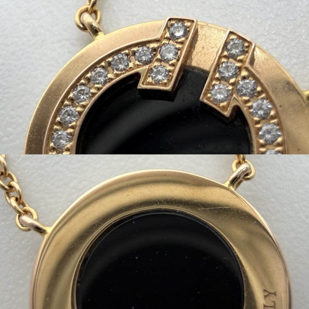 TIFFANY&Co. ティファニー ネックレス ティファニー T TWO サークル ペンダント ジュエリー アクセサリー Au750 18金PG K18ピンクゴールド オニキス ブラック 黒 ゴールド レディース 約3.2g【中古品】
