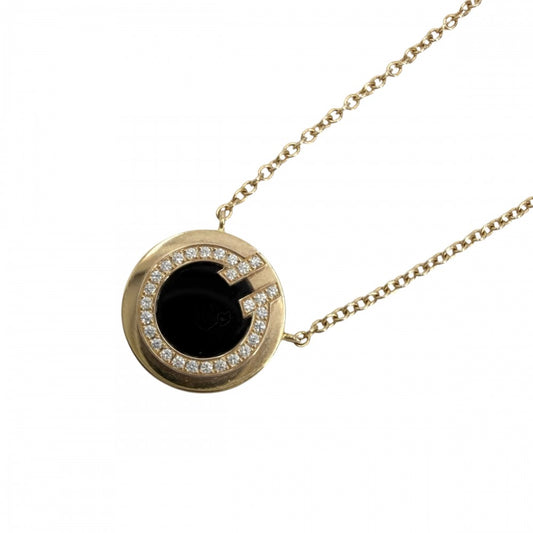 TIFFANY&Co. ティファニー ネックレス ティファニー T TWO サークル ペンダント ジュエリー アクセサリー Au750 18金PG K18ピンクゴールド オニキス ブラック 黒 ゴールド レディース 約3.2g【中古品】
