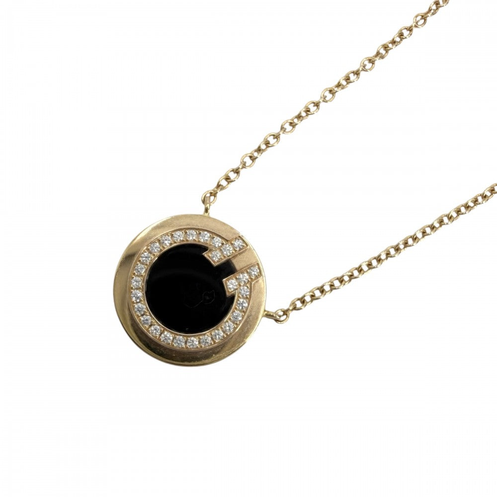 TIFFANY&Co. ティファニー ネックレス ティファニー T TWO サークル ペンダント ジュエリー アクセサリー Au750 18金PG K18ピンクゴールド オニキス ブラック 黒 ゴールド レディース 約3.2g【中古品】
