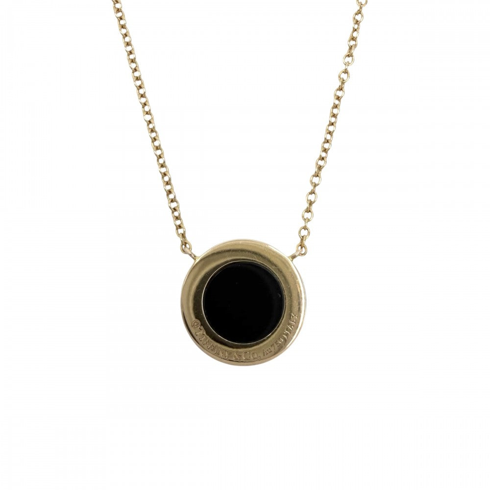 TIFFANY&Co. ティファニー ネックレス ティファニー T TWO サークル ペンダント ジュエリー アクセサリー Au750 18金PG K18ピンクゴールド オニキス ブラック 黒 ゴールド レディース 約3.2g【中古品】