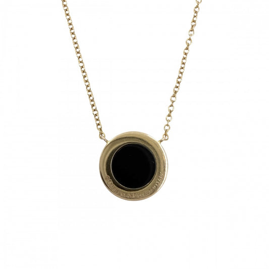 TIFFANY&Co. ティファニー ネックレス ティファニー T TWO サークル ペンダント ジュエリー アクセサリー Au750 18金PG K18ピンクゴールド オニキス ブラック 黒 ゴールド レディース 約3.2g【中古品】