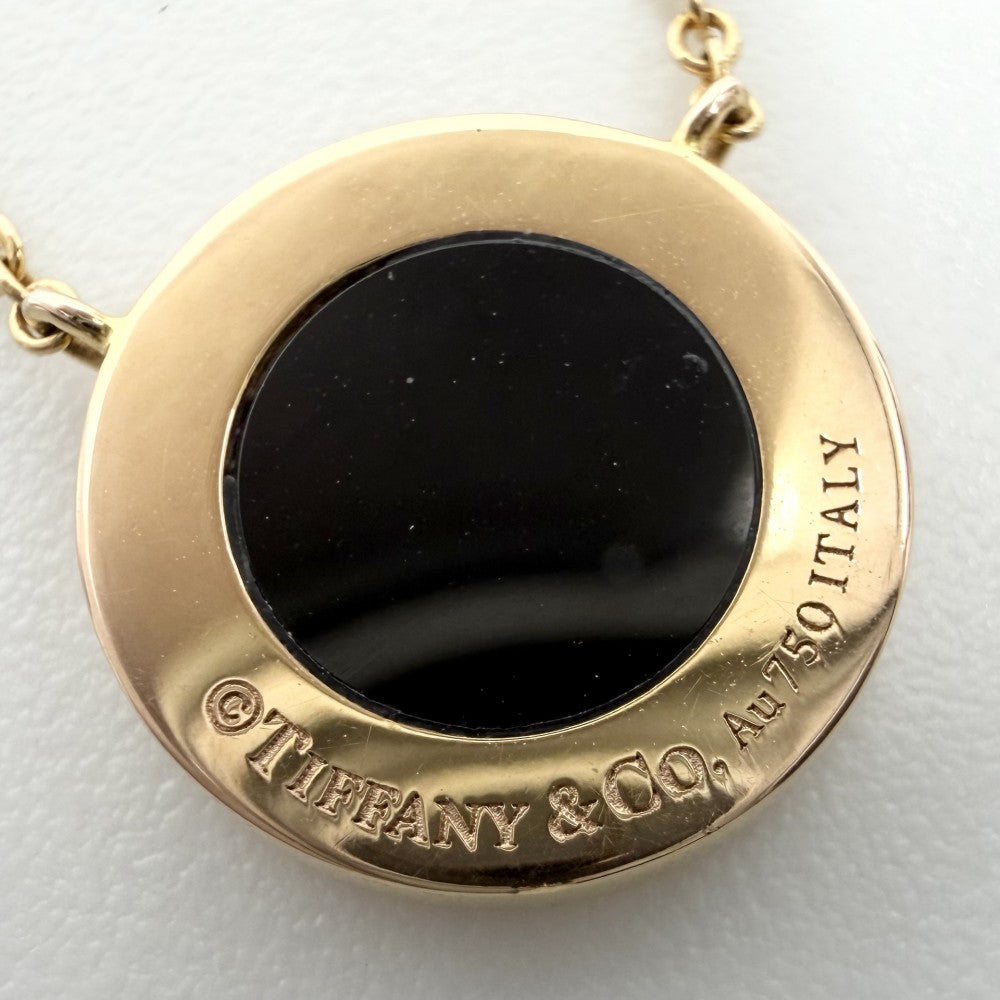 TIFFANY&Co. ティファニー ネックレス ティファニー T TWO サークル ペンダント ジュエリー アクセサリー Au750 18金PG K18ピンクゴールド オニキス ブラック 黒 ゴールド レディース 約3.2g【中古品】