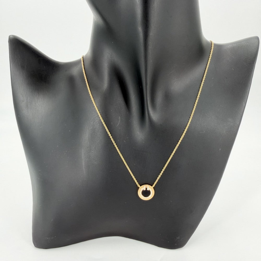 TIFFANY&Co. ティファニー ネックレス ティファニー T TWO サークル ペンダント ジュエリー アクセサリー Au750 18金PG K18ピンクゴールド オニキス ブラック 黒 ゴールド レディース 約3.2g【中古品】